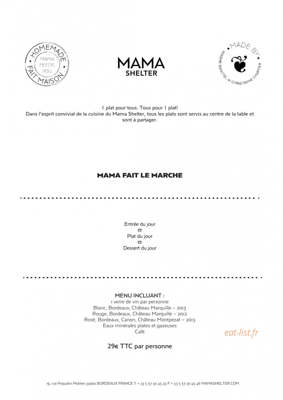 Mama shelter — carte page 1