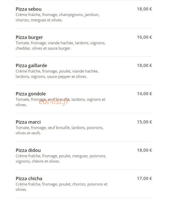 Marci pizza — carte page 4