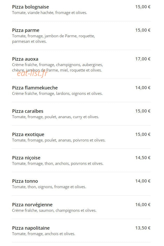 Marci pizza — carte page 2