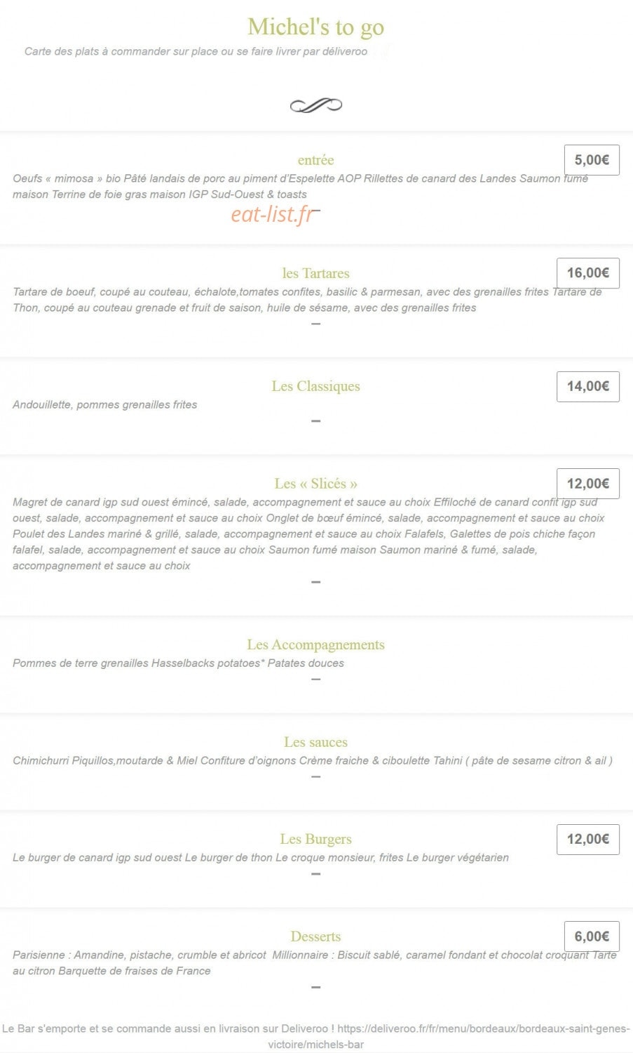 Michel's — carte page 1