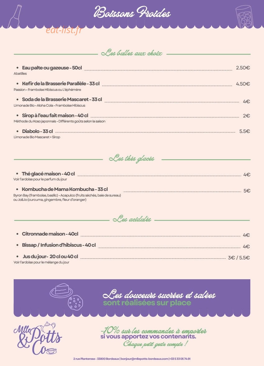 Mlle Potts & Co — carte page 2