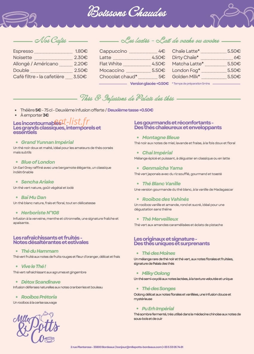 Mlle Potts & Co — carte page 1