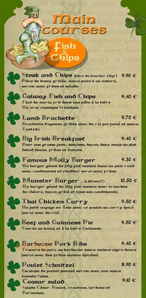 Molly Malone's — carte page 2