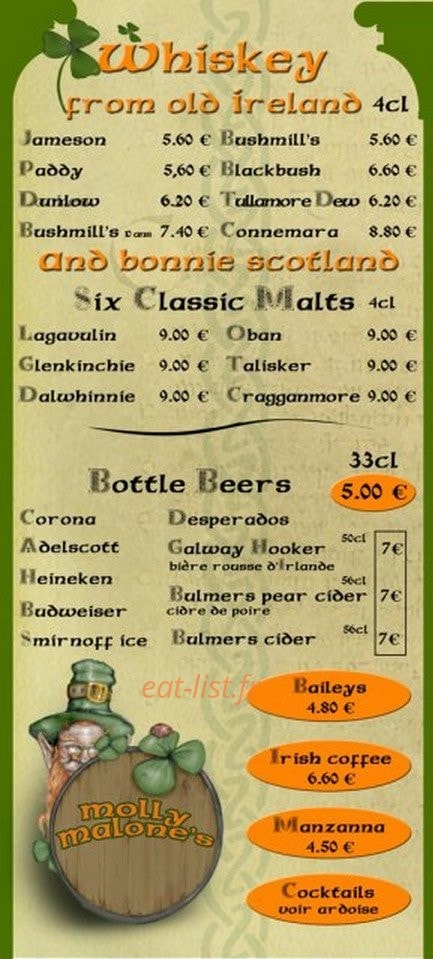 Molly Malone's — carte page 5