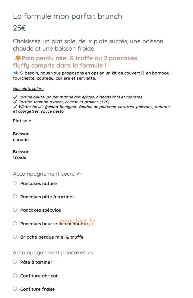 Mon Parfait Brunch — carte page 1