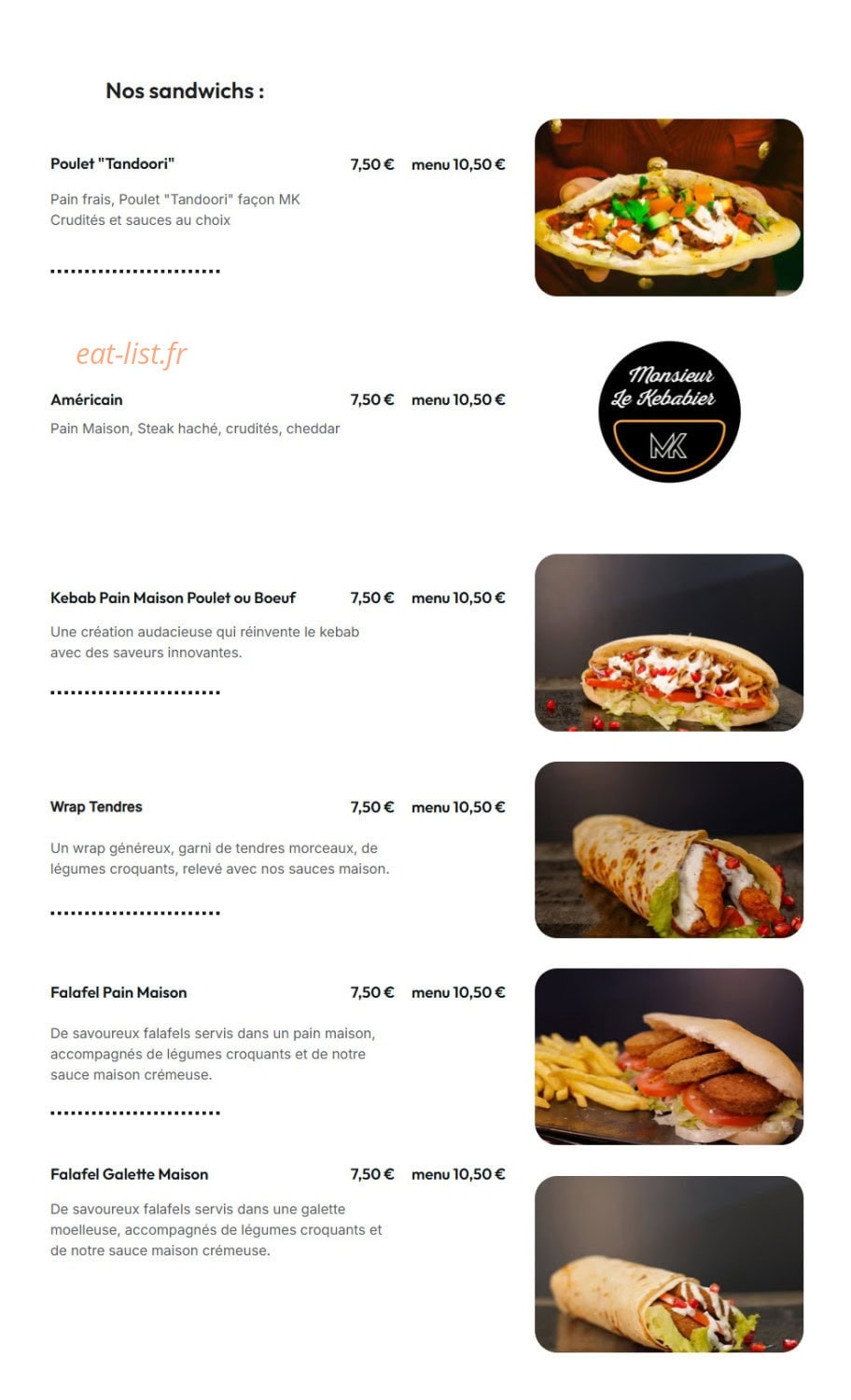Monsieur le Kebabier — carte page 1