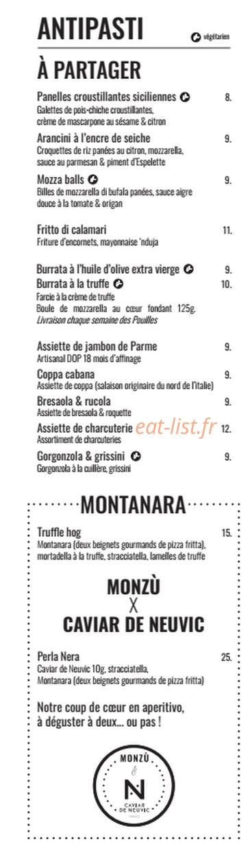 Monzù Promenade — carte page 1