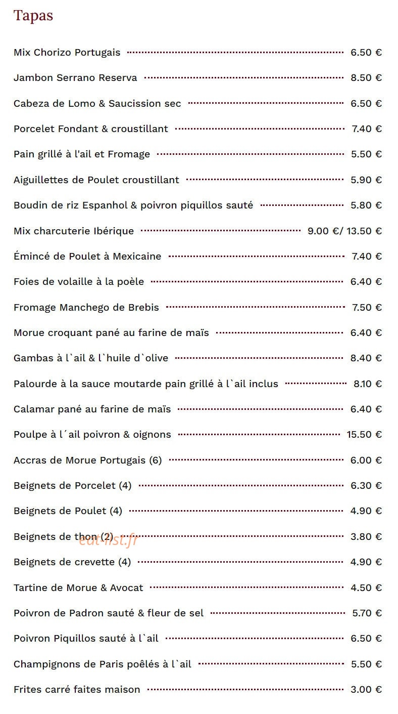 Morues Tapas — carte page 2