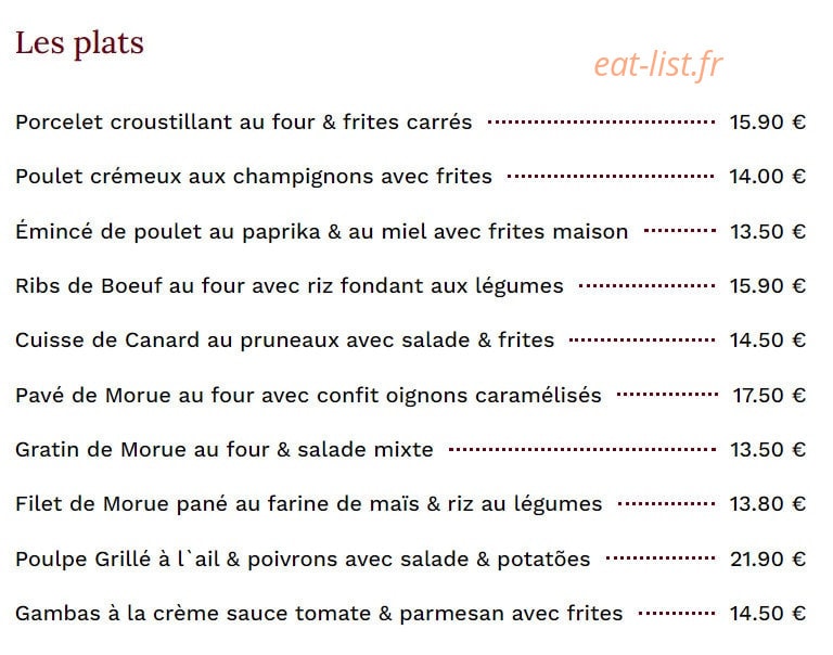 Morues Tapas — carte page 1