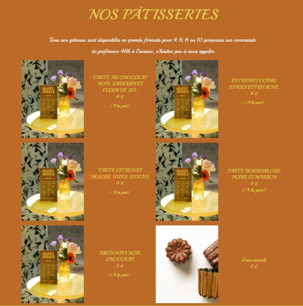 Mots Doux — carte page 2