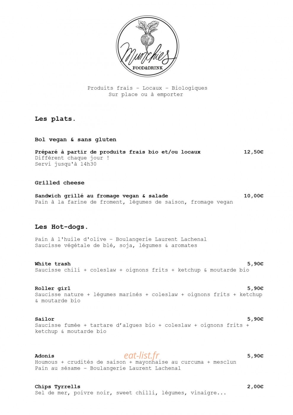 Munchies — carte page 1