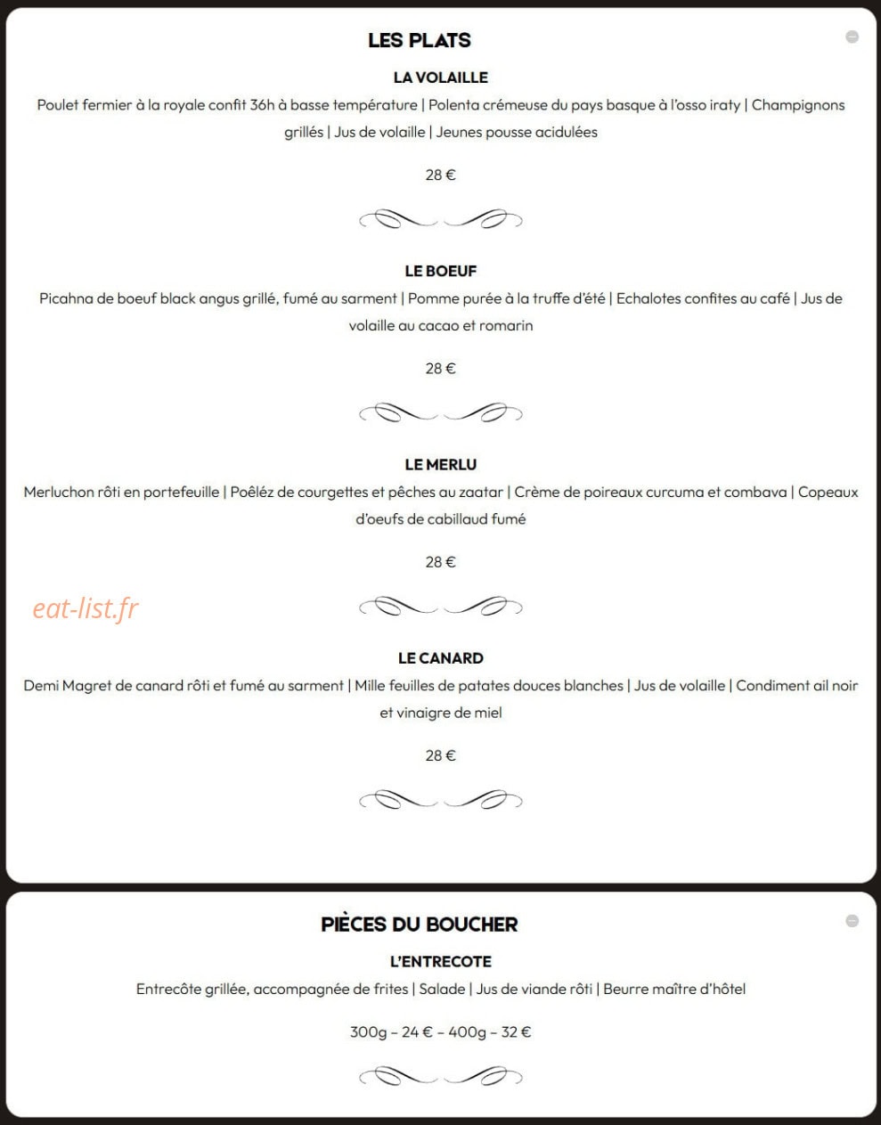 Mundo restaurant — carte page 2