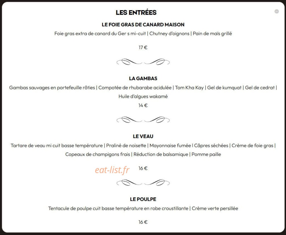 Mundo restaurant — carte page 1