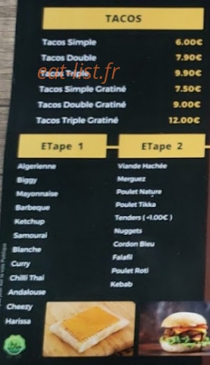 New tacos — carte page 1