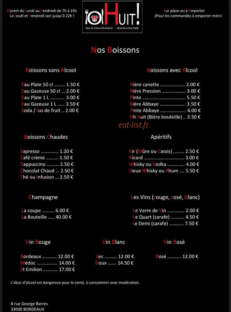 Oh Huit — carte page 1