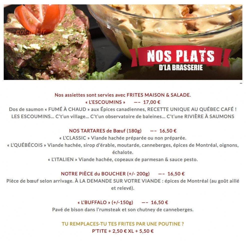 P'tit Québec Café — carte page 7
