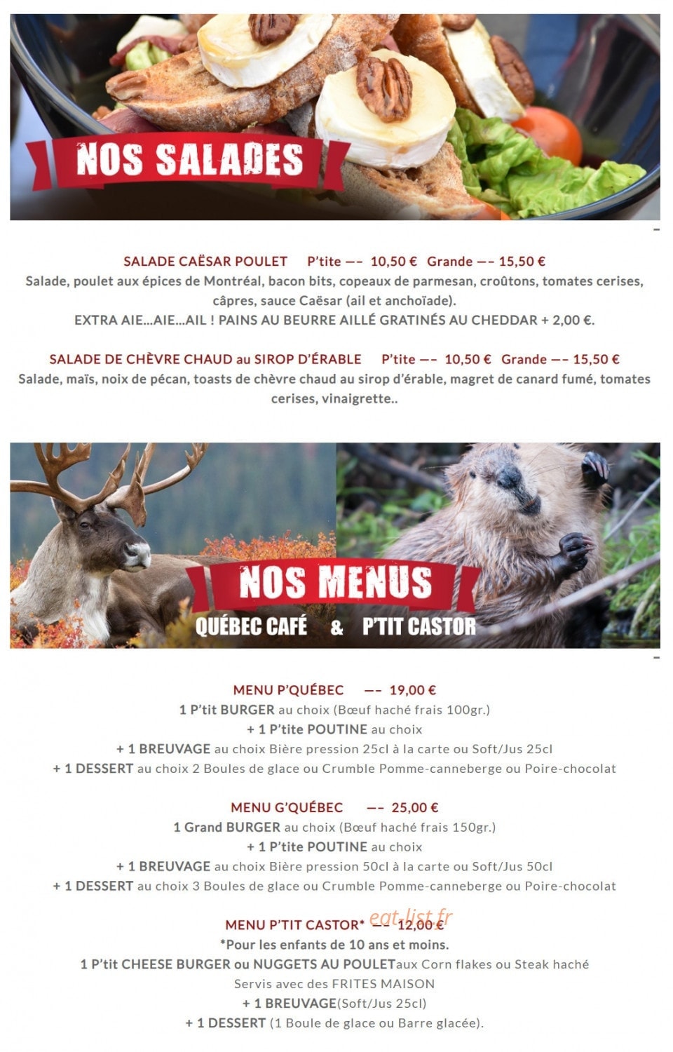 P'tit Québec Café — carte page 8