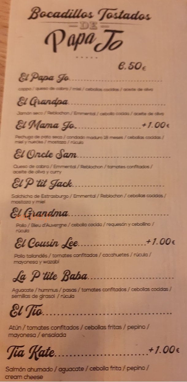 Papa Jo — carte page 1
