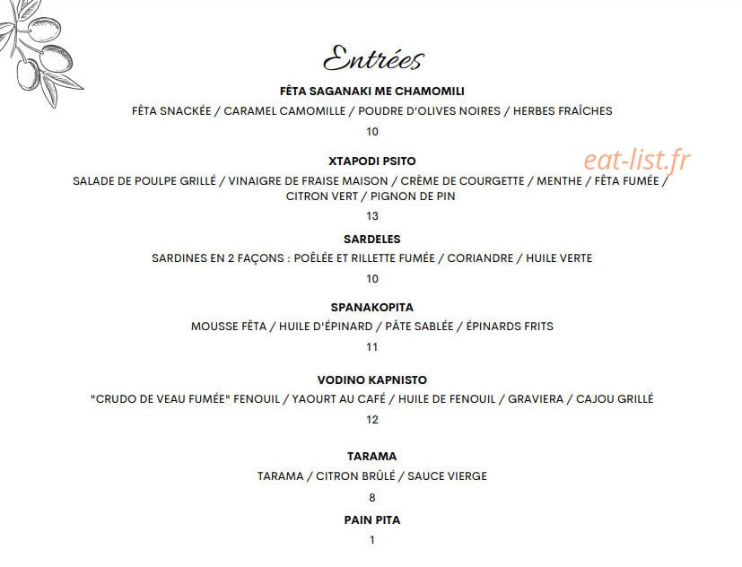 Pita Pita — carte page 1