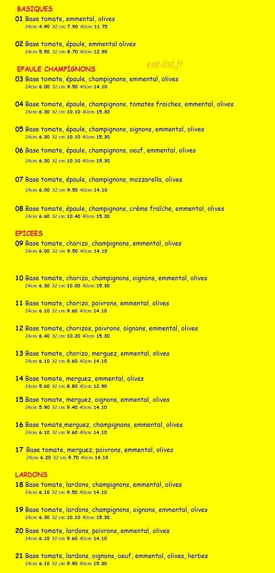 Pizza Saint Genès — carte page 1