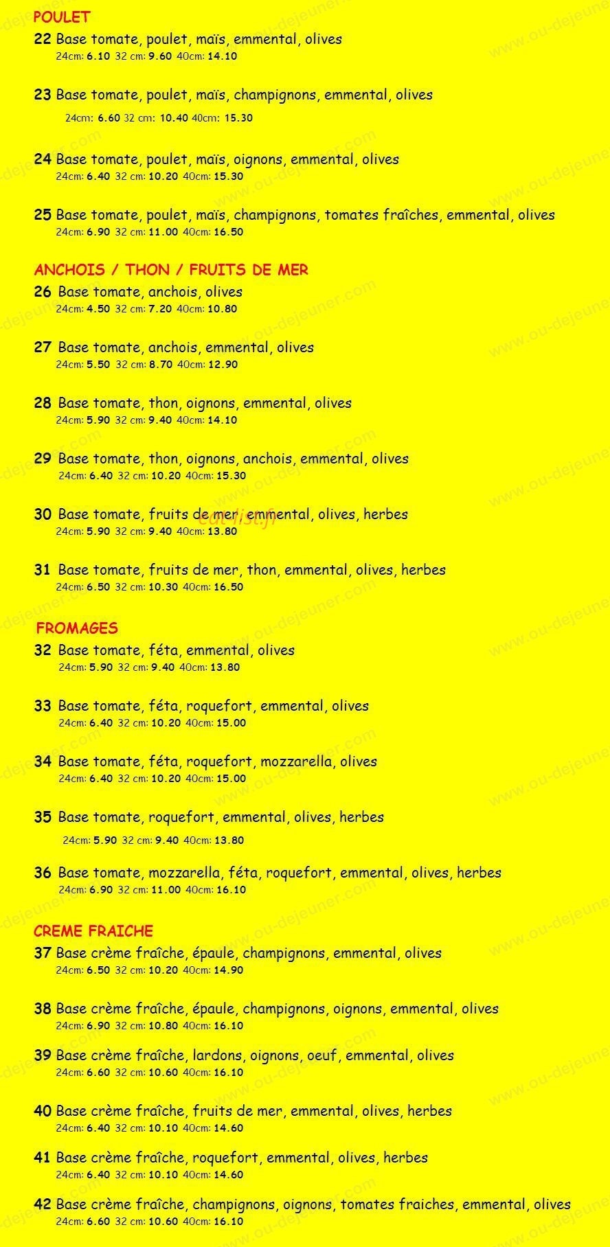 Pizza Saint Genès — carte page 2