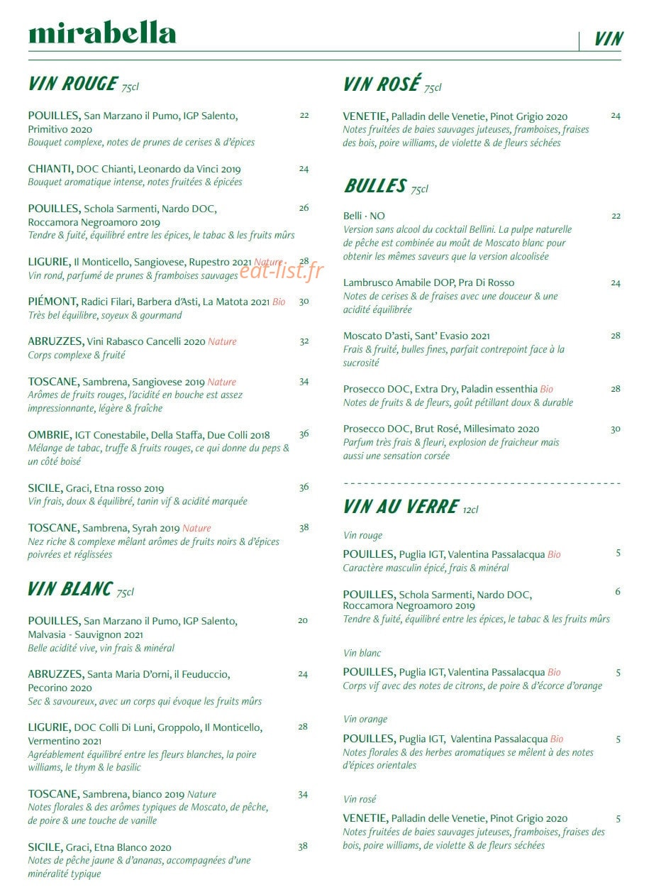 Pizzeria Mirabella — carte page 4