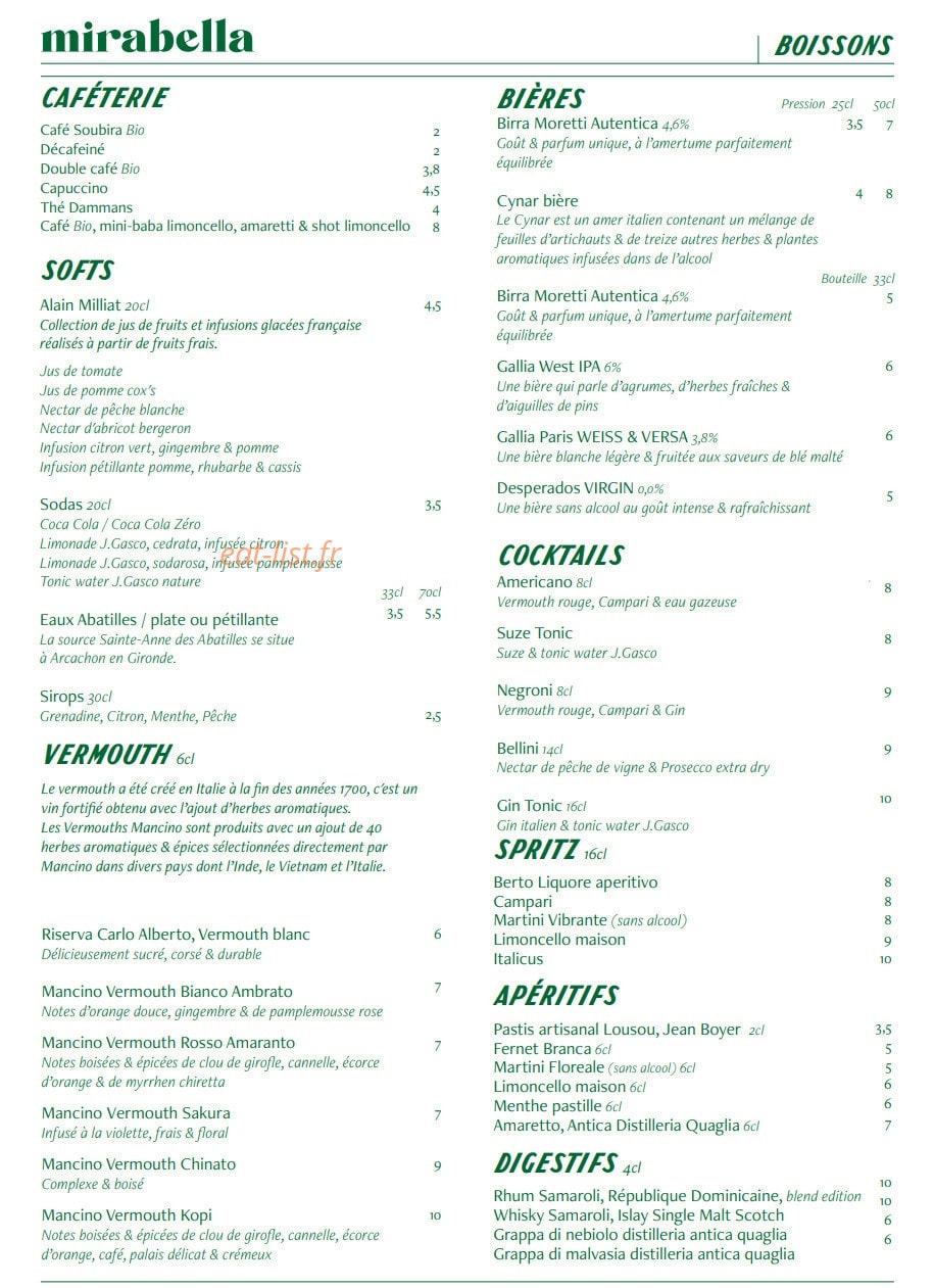 Pizzeria Mirabella — carte page 3
