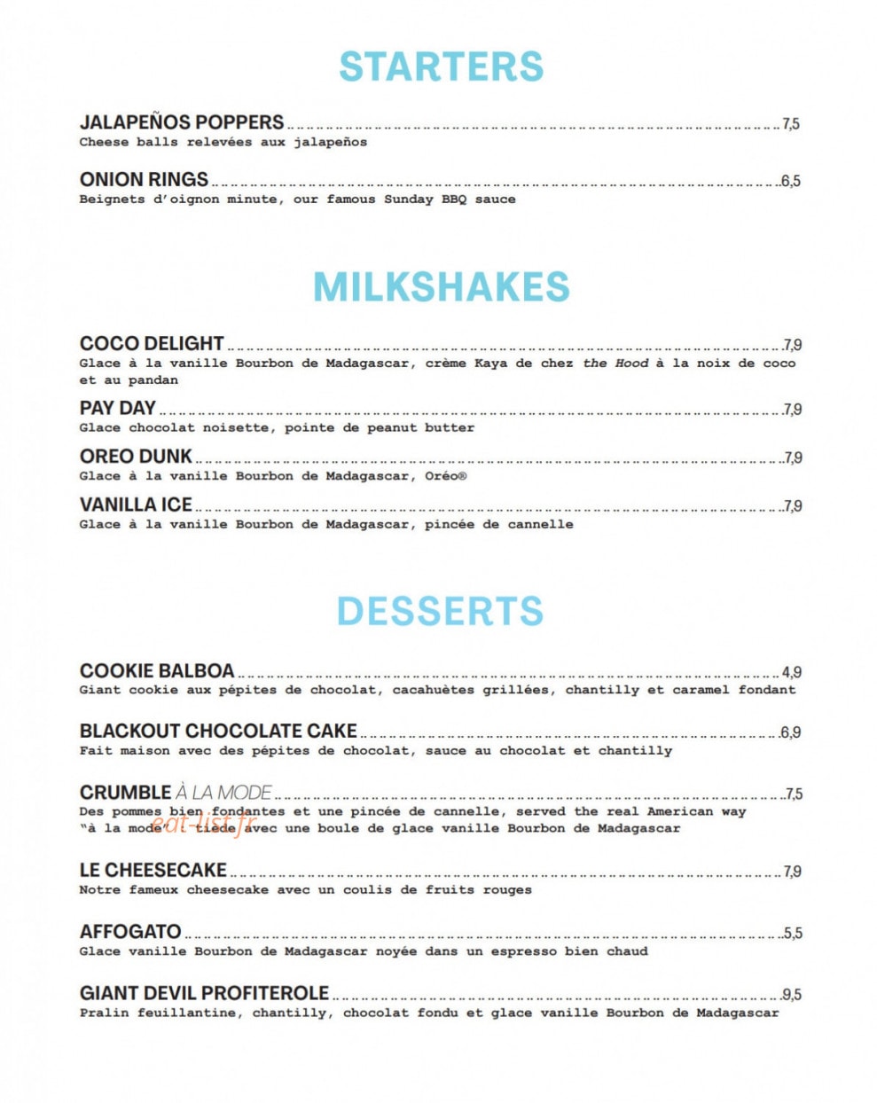 Pny Burger — carte page 2
