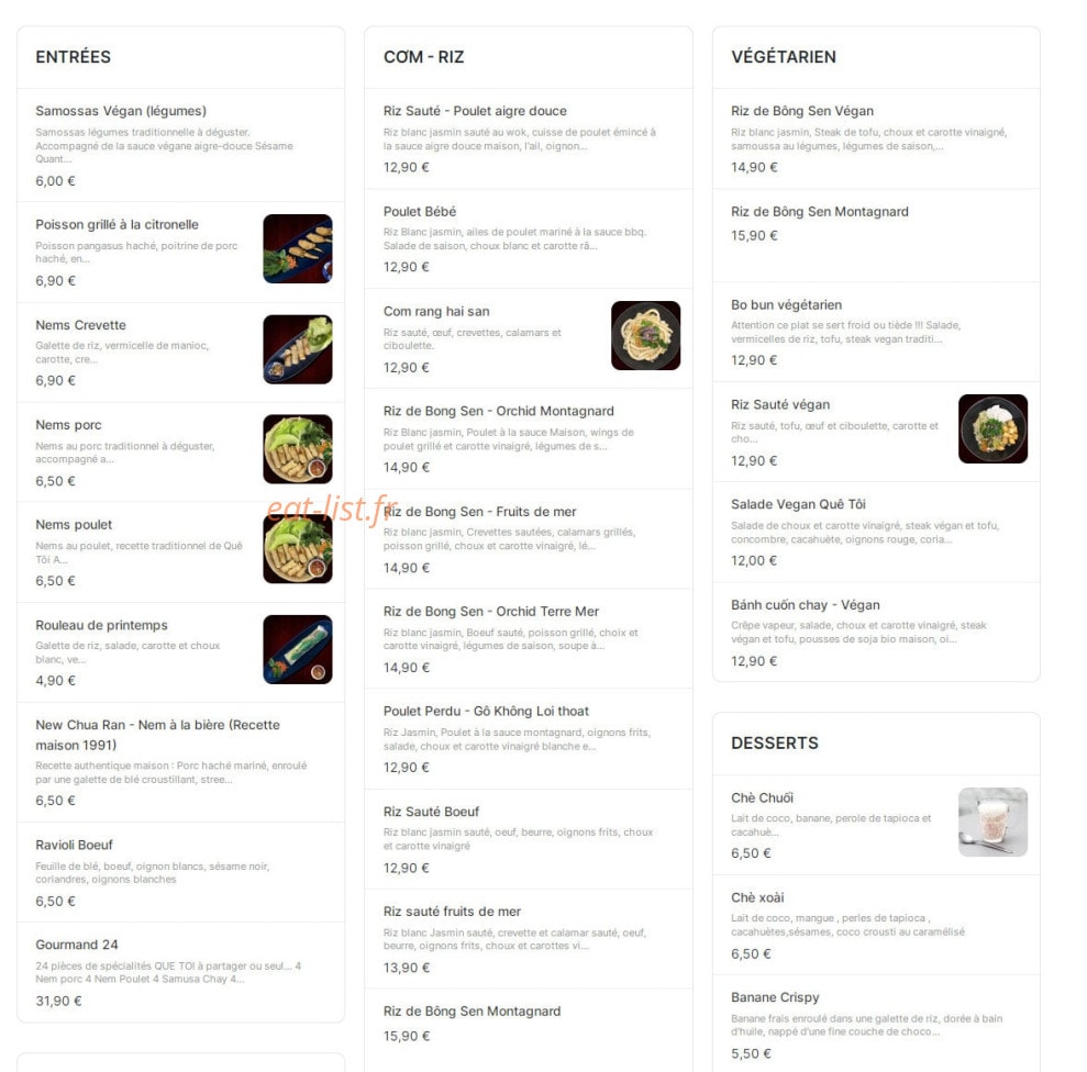 Que Toi — carte page 1