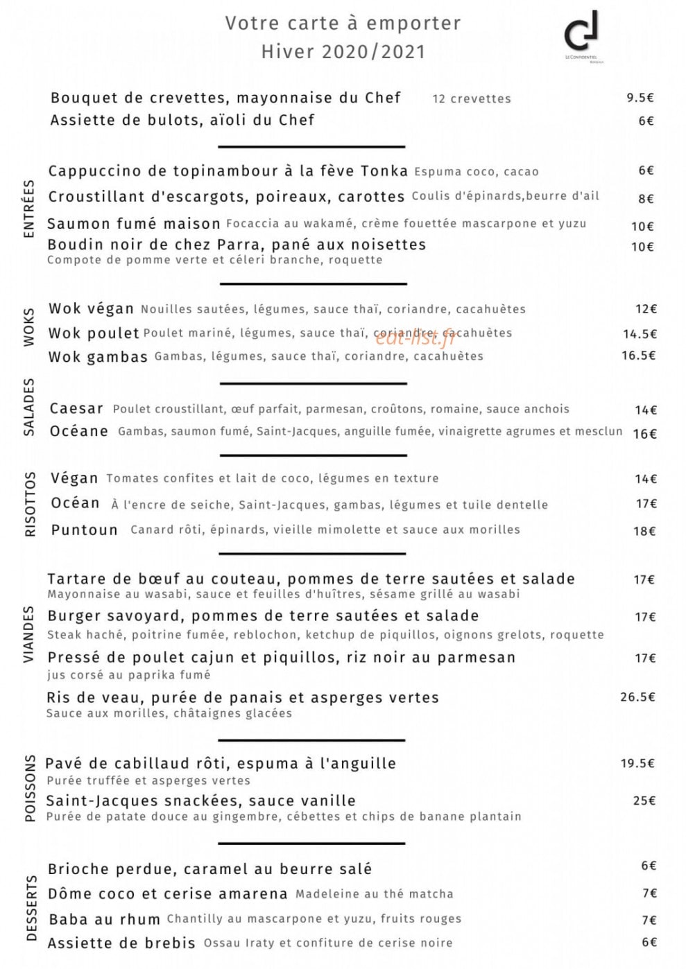 Restaurant Bar du Boucher — carte page 1