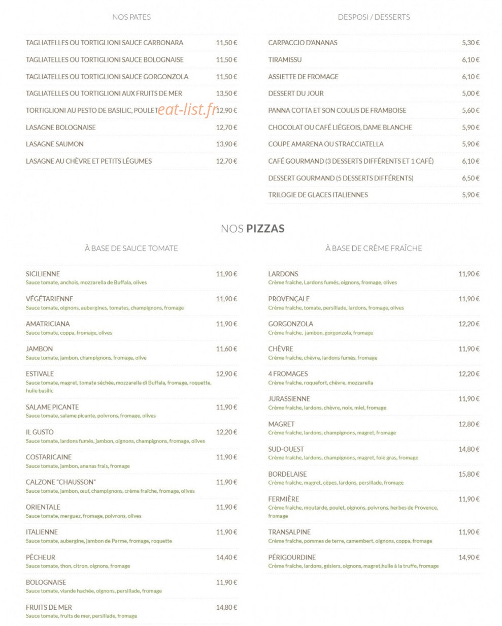 Restaurant Il Gusto — carte page 2