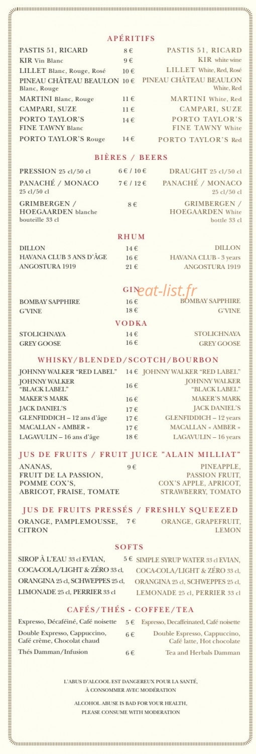 Restaurant Le Bordeaux — carte page 2