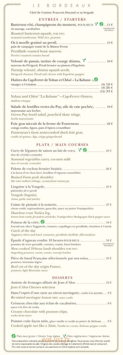 Restaurant Le Bordeaux — carte page 3