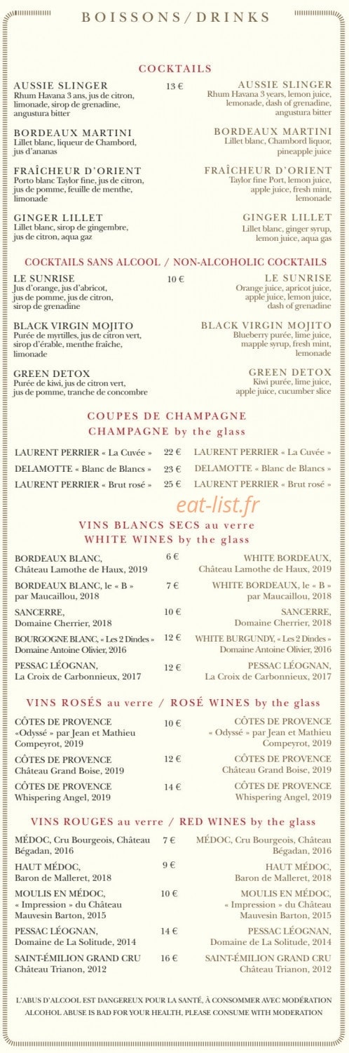 Restaurant Le Bordeaux — carte page 4