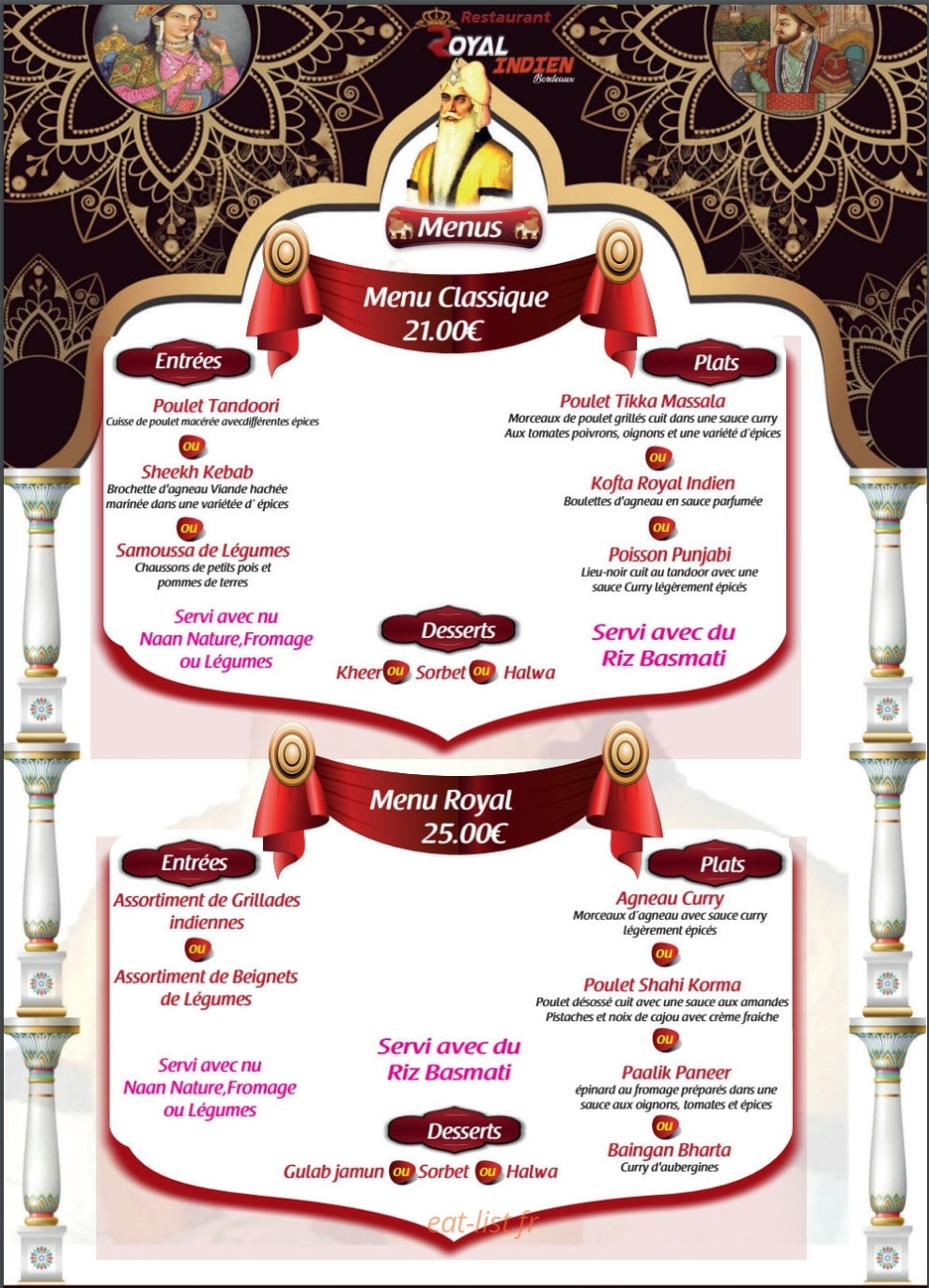 Royal Indien — carte page 7