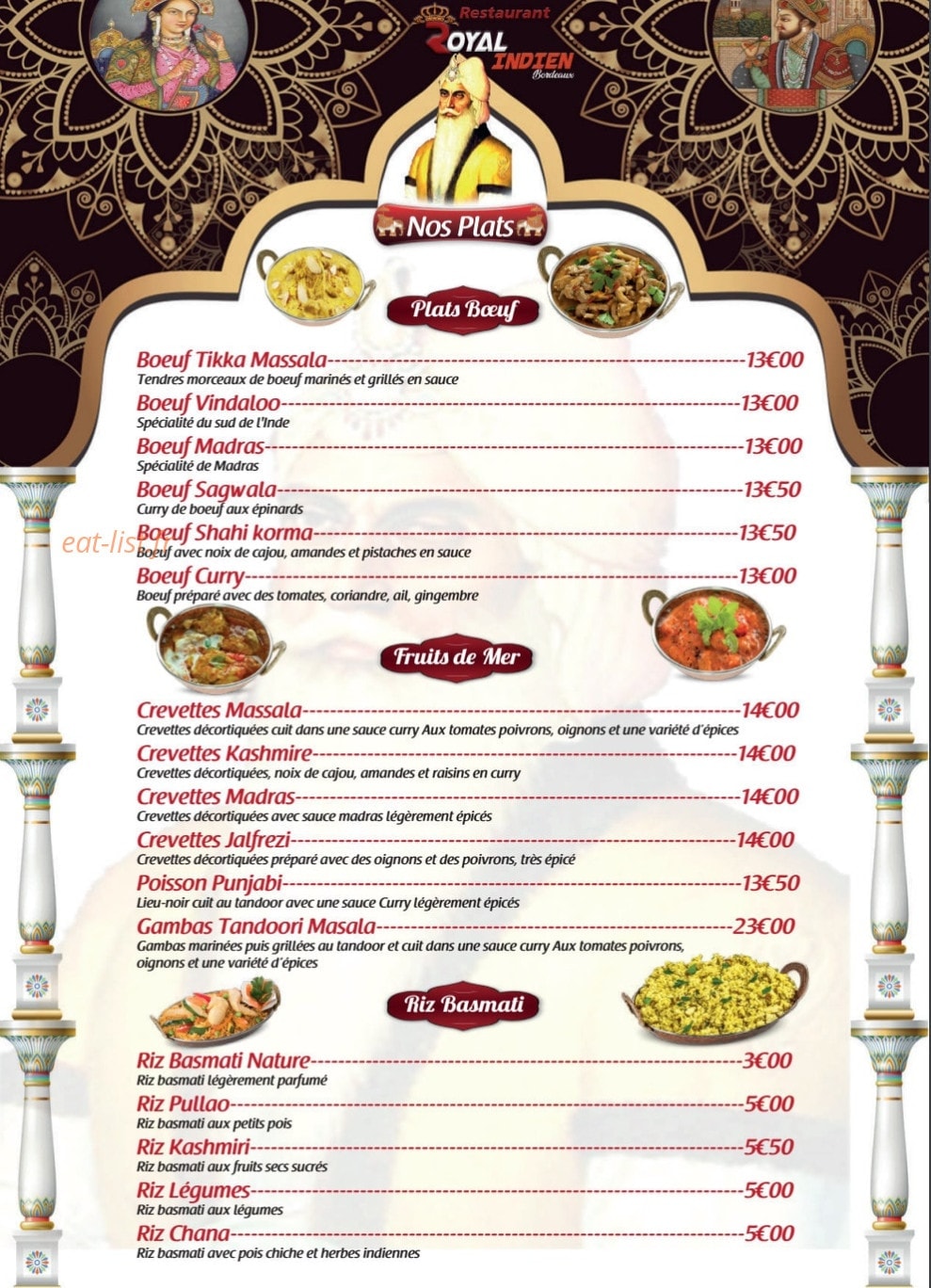Royal Indien — carte page 5