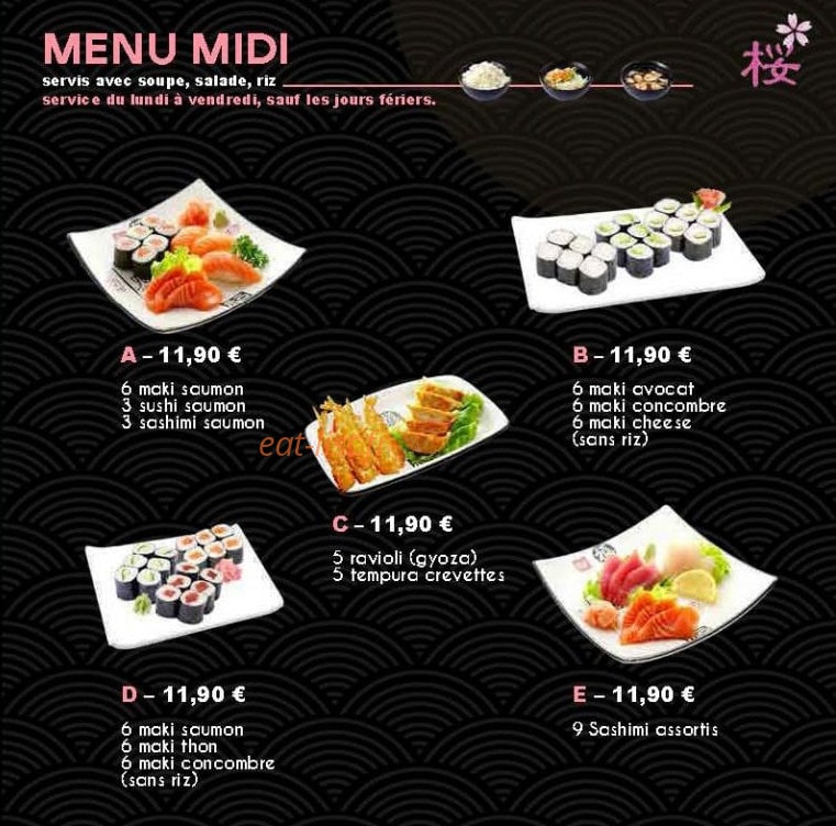 Sakura Sushi — carte page 1
