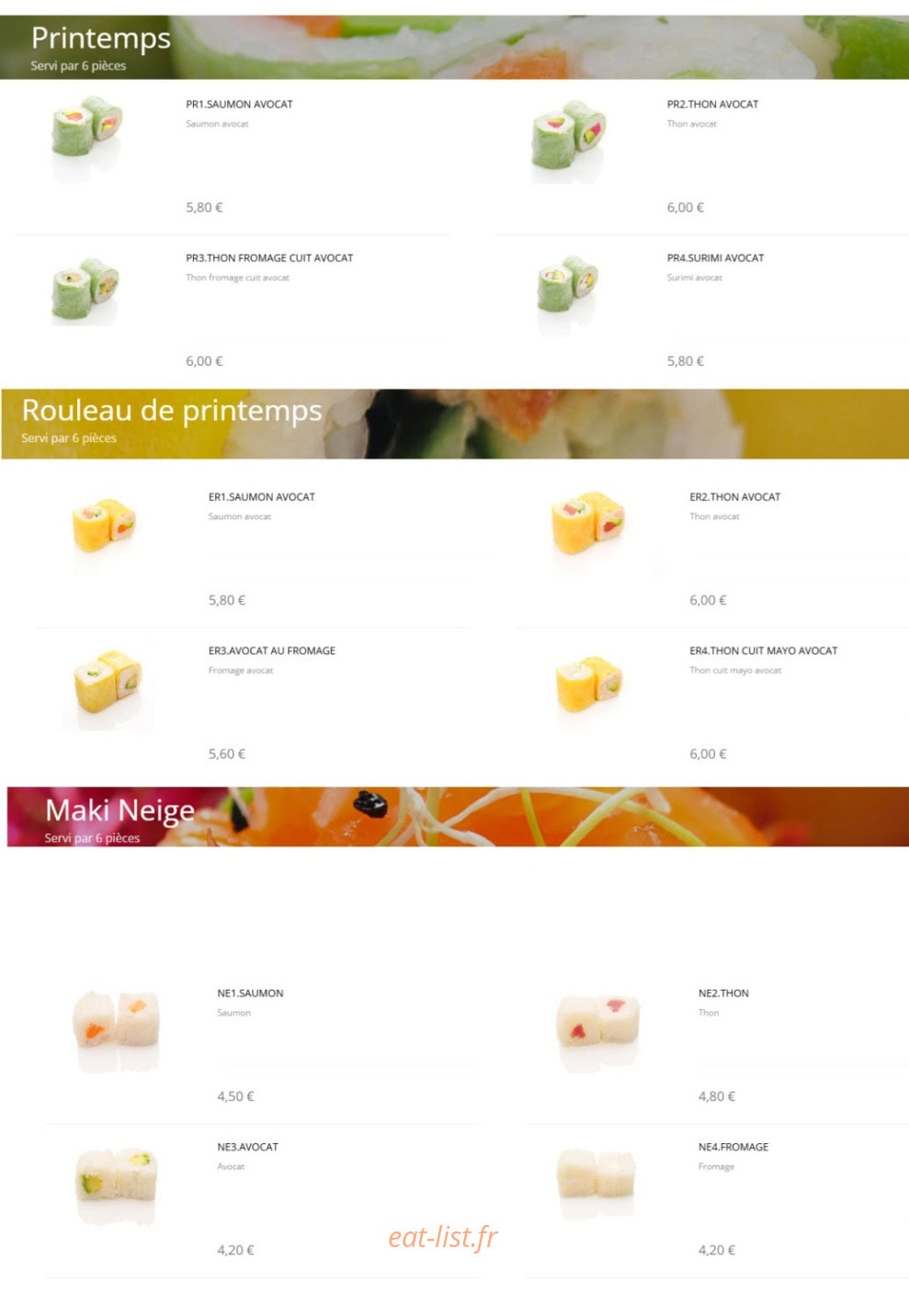 Shinji sushi — carte page 9
