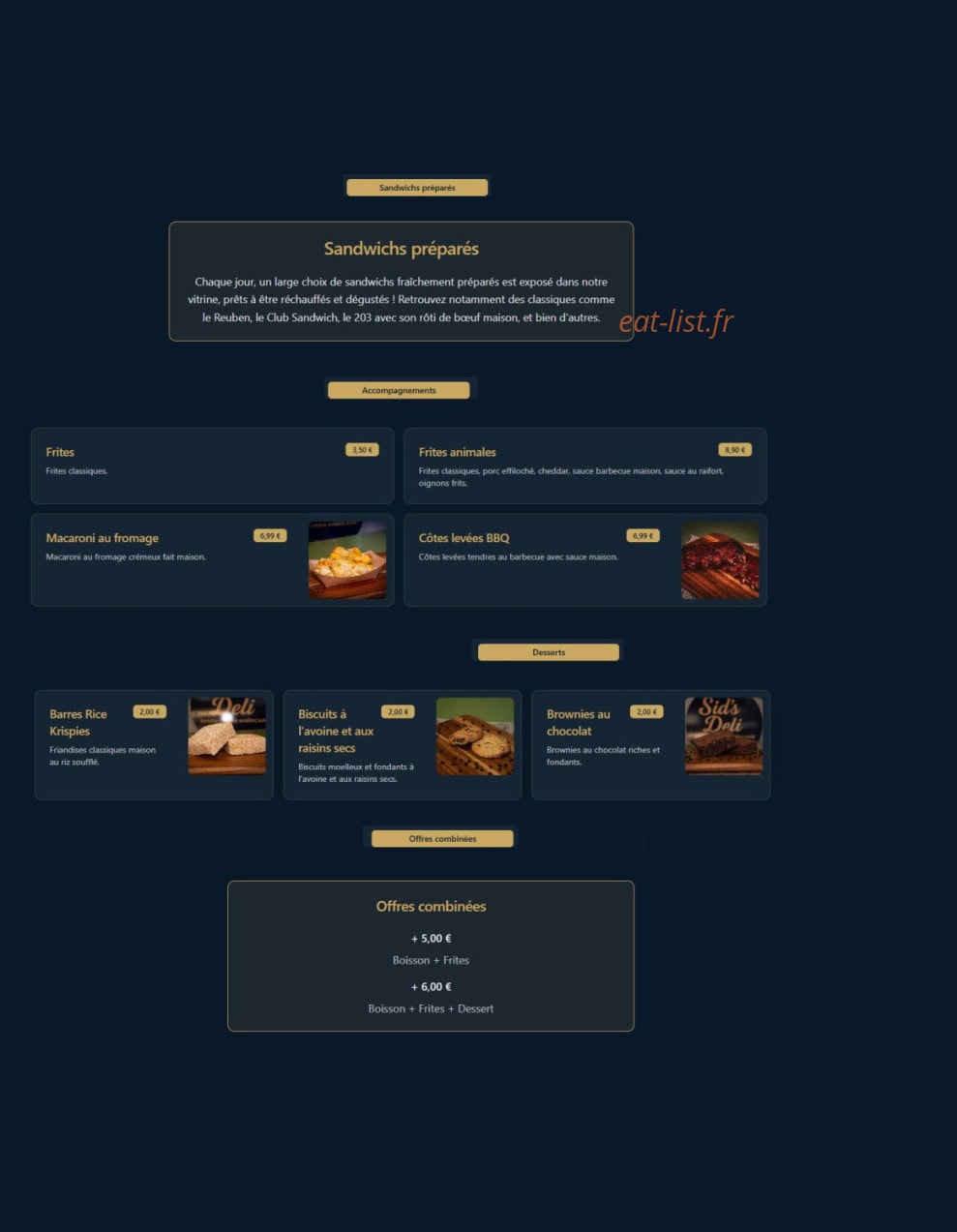 Sid's Deli — carte page 3