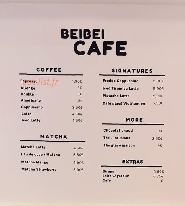 Soleï Café — carte page 1
