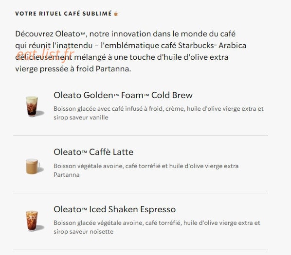 Starbucks Coffee — carte page 29