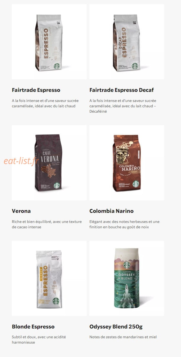 Starbucks Coffee — carte page 31