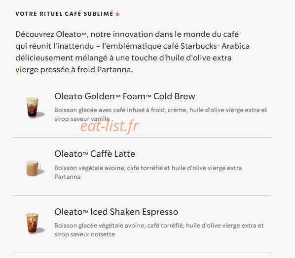 Starbucks Coffee — carte page 29