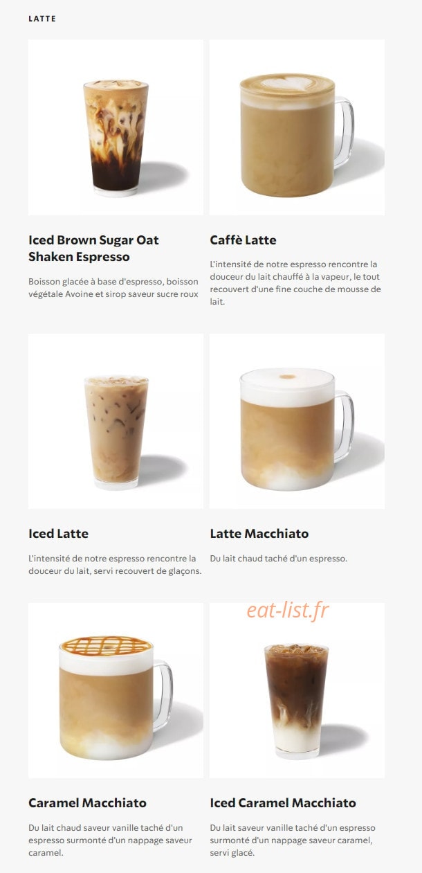 Starbucks Coffee — carte page 3