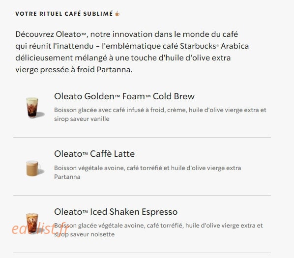 Starbucks Coffee — carte page 29