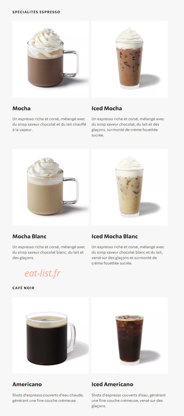 Starbucks Coffee — carte page 5
