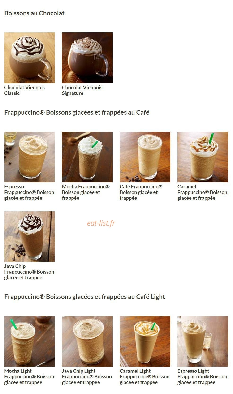 Starbucks Coffee — carte page 2