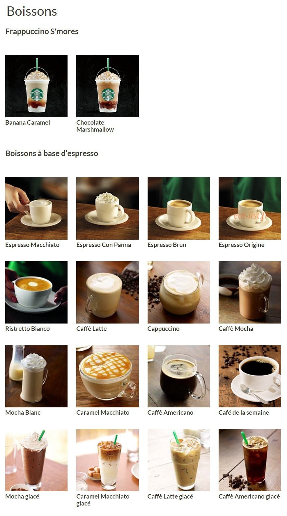 Starbucks — carte page 1