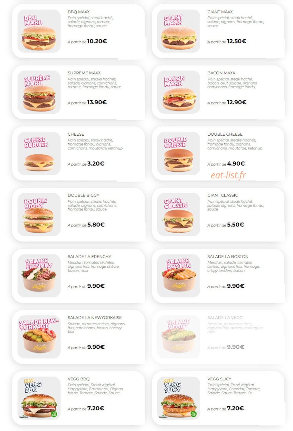 Str'eat Burger — carte page 10