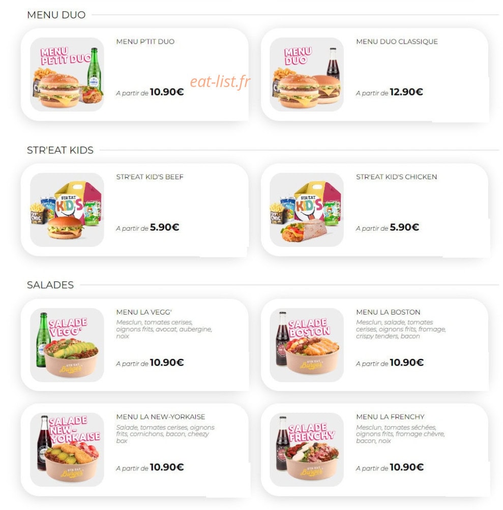 Str'eat Burger — carte page 4
